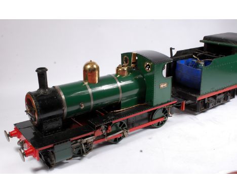 A well engineered 7 1/4" gauge 0-6-0 Locomotive and Tender, comprising of 0-6-0 Locomotive, finished in green with brass band