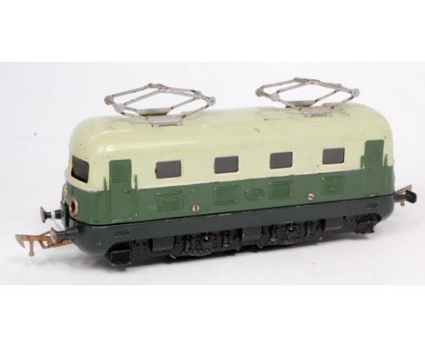 Jep light/dark green SNCF 0-4-0 electric outline loco with a pair of pantographs - chips and marks to roof and pantographs - 