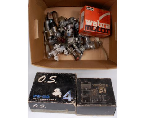 Collection of Ogawa, Webra and other Four Stroke Engine and related parts group, to include a OS FS-60, Webra T4-60, and othe