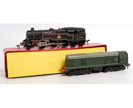 A Hornby Dublo 3-rail 3230 Bo-Bo diesel No. D8000 (G), and an EDL18 BR 2-6-4T No. 80054 in box base only, lining good, light 