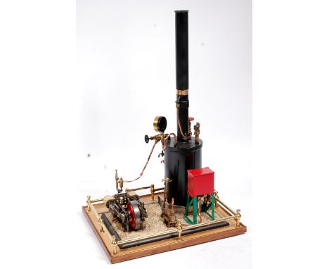 A very well made model of a Stationary Steam Plant, comprising of a large vertical boiler, fitted with sight glass, pressure 