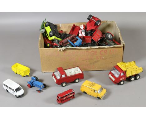 A box of assorted Diecast model/toy cars, including Dinky, Matchbox and Corgi etc.
