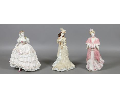 A Royal Worcester figure 'The fairest rose' and two similar Coalport figures from La Belle Epoque series 'Helena' and 'Lady H