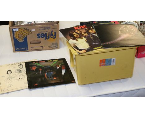 A collection of L.P records and rock memorabilia to include Pink Floyd, Deep Purple and The Who.
