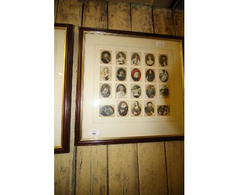 Framed set portrait silk cigarette cards