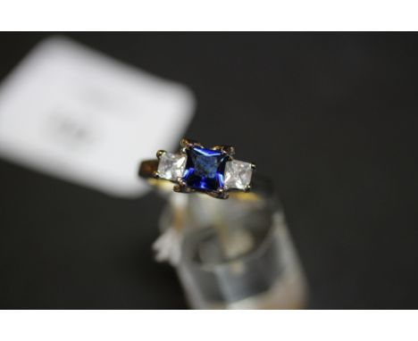 925 CZ with blue stone ring