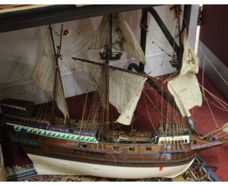 Hand made wooden static display model of a boat