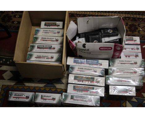Two boxes of Eddie Stobart Atlas Edition diecasts to include Scania R13M 420 curtainside tractor unit and trailer, together w