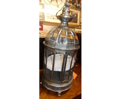 A contemporary metal and glass inset domed lanternHeight 60cm, diameter 23cm