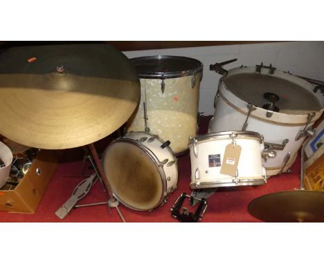 Boosey &amp; Hawks of London drum kit with cymbals