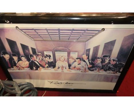 A wall mounted lightbox depicting American Superstars to include John Wayne, Marilyn Monroe, 65x95cm