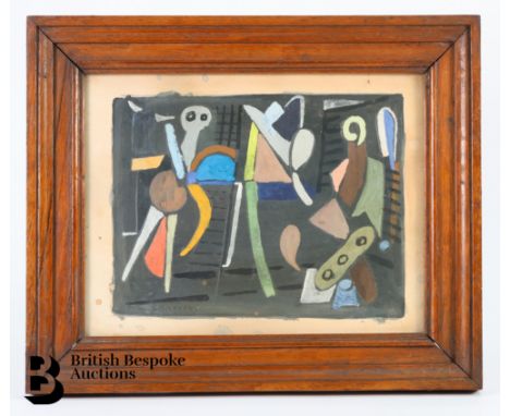 André Lanskoy, Russian (1902-1974) mixed media abstract painting, approx 20 x 15.5 cms, signed lower left, framed.&nbsp;
