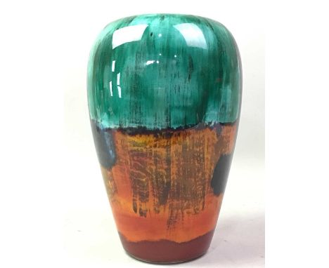 POOLE POTTERY OVOID VASE, with irregular splashed decoration26cm high