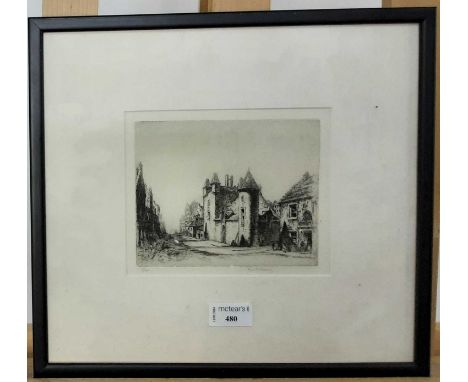 FREDERICK ARTHUR FARRELL (SCOTTISH 1882 - 1935), STREET SCENE limited edition etching on paper, signed and numbered 8/75mount