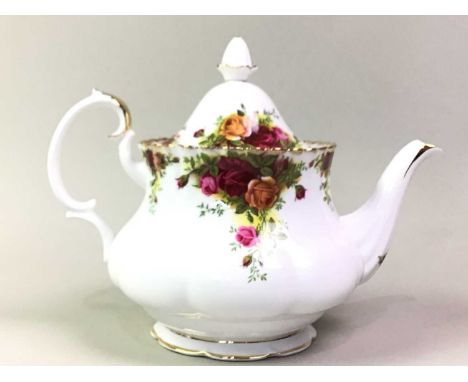 ROYAL ALBERT  PART TEA AND DINNER SERVICE OLD COUNTRY ROSES PATTERN  including teapot, soup bowls, cake stand, a cake plate, 