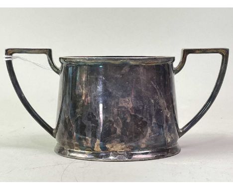 OFFICER'S MESS SILVER PLATED SUGAR BOWL, ALONG WITH TWO FURTHER ITEMS OF PLATE the bowl with broad arrow to base, the other i