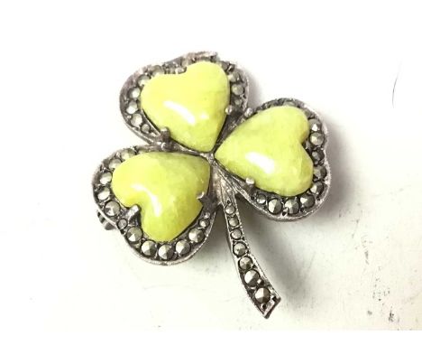 SILVER BROOCH, AND OTHER JEWELLERY modelled as a shamrock, along with other jewellery including a pocket watch, other watches