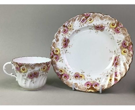 LATE 19TH CENTURY AYNSLEY PART TEA SERVICE, comprising seven cups, twelve saucers, eleven side plates, two cake plates and a 