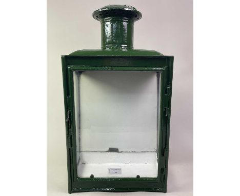 LATE 19TH CENTURY RAILWAY LAMP, later painted green54cm high