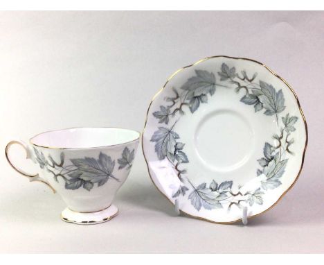 ROYAL ALBERT PART TEA SERVICE, SILVER MAPLE PATTERN comprising six cups, sic saucers, six side plates, cake plate, sugar bowl