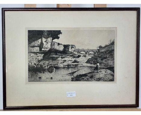 ADOLPHE APPIAN (FRENCH 1818 - 1898), A ROCKY RIVER etching on papermounted, framed and under glassoverall size 48cm x 59cm 
