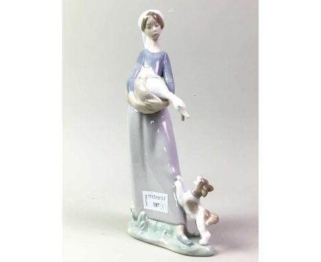 GROUP OF EIGHT LLADRO FIGURES, including girl with goose and puppy, girl with flowers and boys with hats 27cm highQty: 8