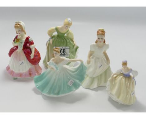 Royal Doulton Small Figures: Kerry HN3036, Fair Maiden HN2211, Valerie HN2107, Fair Lady HN3216 and similar item(5)