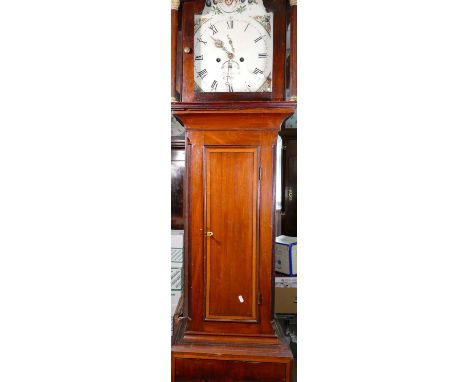 8 day Longcase clock by John Thacknell of Cardiff circa 1740-1830: The case is veneered with Mahogany and cross branded with 