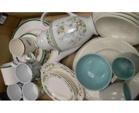 A mixed collection of items to include: Wedgwood cream ware, Poole  mottled items, Spode Christmas Tree items etc