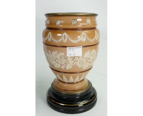Doulton Lambeth Stoneware Saltglazed lamp base: Missing upper sections, height 27.5cm.