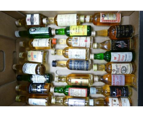 A collection of 5cl Scotch Whisky Miniatures to include: Higherland mist, National choice, Cameo, Glenndeorstan, Bermore, Joh