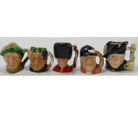 Royal Doulton miniature character jugs: Auld Mac, Bacchus D6571, Gone Away D6545, The Guardsman D6772 &amp; Tam O Shanter D66