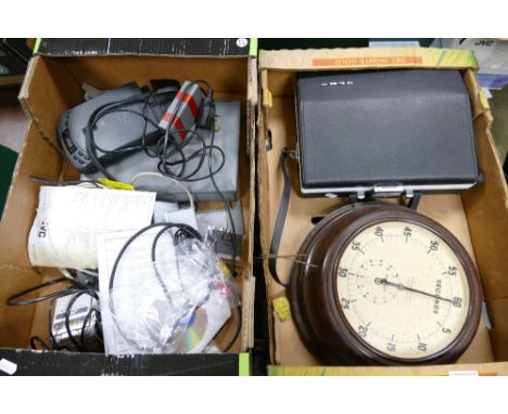 A mixed collection of items to include: Smiths Bakelite Wall Stop Watch, 8mm Cine Camera, Vintage Laptop etc