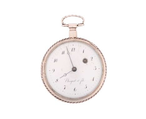 A Breguet Et Fils open-face pocket watch, featuring a key-wound signed 'Breguet Et Fils' verge fusée movement in a silver cas