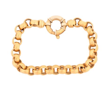 An Italian belcher link bracelet, the spring ring clasp with Italian hallmarks for 18ct gold and signed Urbano. Length of bra