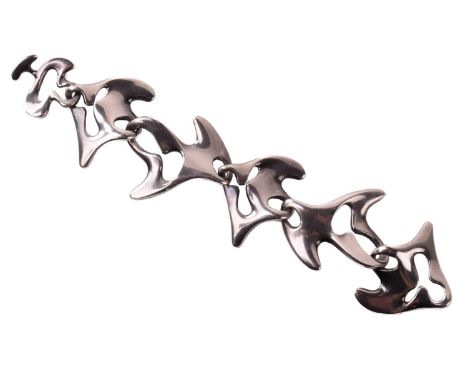 Georg Jensen - a bracelet with six abstract 'amoeba' links, fastened with a toggle clasp, designed by Henning Koppel, No. 89,