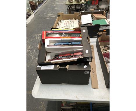 A Hornby train"Gadwall", two further model trains, Mallard and Duchess, and a collection of train-related books, etc. 