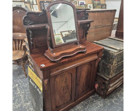 A Victorian mahogany chiffonier and a swing mirror,