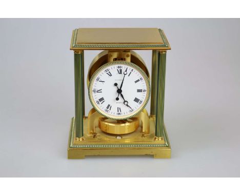 Jaeger-LeCoultre "ATMOS VENDOME" Tischuhr, Schweiz um 1970, Messing poliert, dreiseitig verglast, vordere Abdeckung aus Plexi