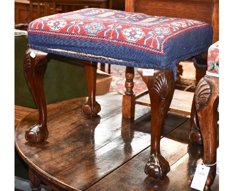 An 18th Century Chippendale Style Stool, on ball and claw feet, 59cm by 45cm by 50cm