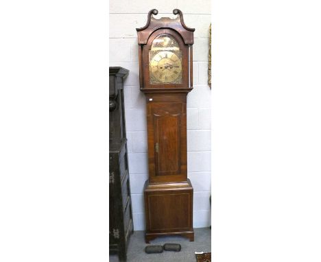 A Mahogany Eight Day Longcase Clock, 12" arch brass dial, bearing a later inscription Barwise Cockermouth, later movement, 22