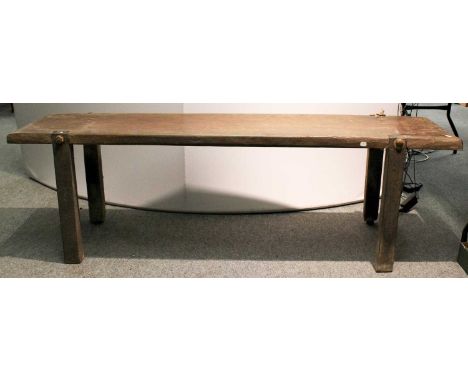 A 19th Century Elm Pig Bench, 189cm by 44cm by 59cm