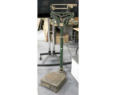 A Set of Alfred Wishman Potato Scales, 19th century, green painted, 135cm high