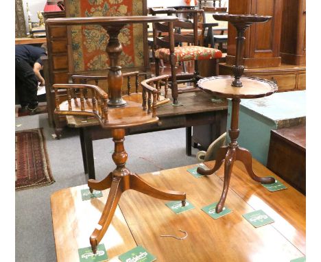 A Mahogany Tripod Table, with galleried revolving shelf, A Reproduction Two-Tier Dumb Waiter, of small proportions, A 1920s S