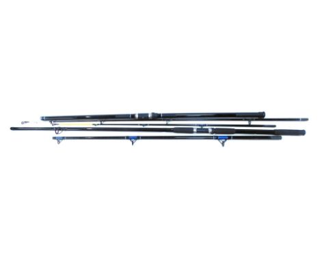 Two beech casting rods, including a Latham's model number U1-1202 12ft beech casting rod, casting weight 80-200g, and a Flado