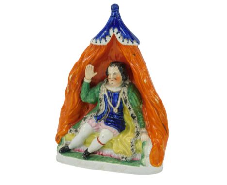 A 19thC Staffordshire pottery figure, modelled as the actor David Garrick playing Richard III, 24.5cm high. 