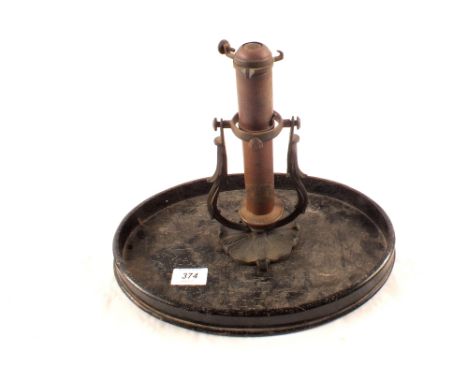 An ebonised oval tray plus a copper and brass S.W Silver & Co, works canal cut lime house ships light