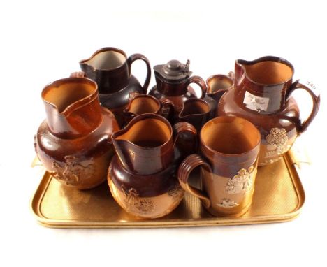 Royal Doulton and 19th Century stoneware hunting jugs etc