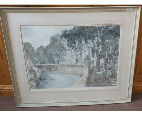 Francis Flint (son of Russell Flint) framed print of his father painting in France, stamp to left corner and pencil signature