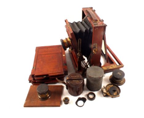 A mahogany cased Thornton Pickard 'Victo' plate camera, lenses and plates